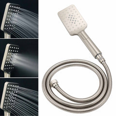 Brushed Nickel Square Twin Shower Set 8" Rain Head 3 Modes Handheld Silding Rail Mixer