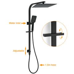 Dual Shower Set Matt Black 12" Rainfall Head 3 Modes Handheld Silding Rail Combo Mixer