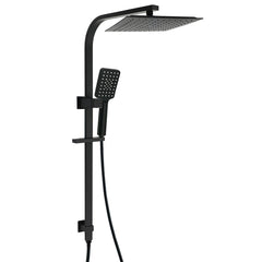 Matt Black Square 2in1 Shower 10" Rain Head 3 Modes Handheld Silde Rail Arm Set