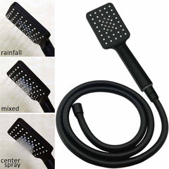 Matt Black Square 2in1 Shower 10" Rain Head 3 Modes Handheld Silde Rail Arm Set