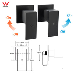 Matt Black Square Twin Shower 10" Rain Head 3 Modes Handheld Silde Rail Arm Taps Set