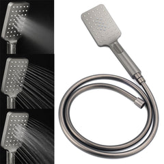 Gun Metal Double Square Shower Head Set 10" Rain Handheld Sliding Rail Diverter