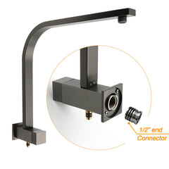 WELS Gun Metal Double Square Shower Head Set 10" Rain Handheld Sliding Rail Diverter Wall Mixer