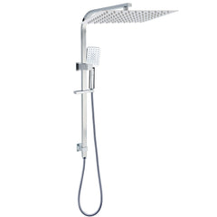 WELS Dual Square Shower Set Large 16" Rain Shower Head 3 Function Handheld Rail Arm