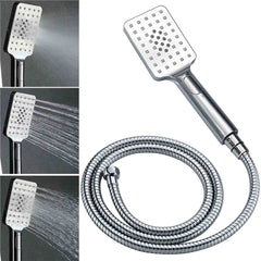 WELS 2 in 1 Square Shower Head Set 10" Rain Handheld Sliding Rail Arm Wall Double Taps