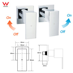 WELS 2 in 1 Square Shower Head Set 10" Rain Handheld Sliding Rail Arm Wall Double Taps