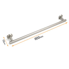 Brushed Nickel 600mm Single Towel Rack Rail Holder Round Hanger Bar Wall Mounted