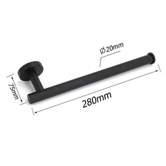 Bathroom Matt Black Round Towel Rack Holder Hook Clothes Hanger Stainless Steel