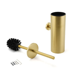 Bathroom Brushed Gold Stainless Steel Round Toilet Brush Wall Mounted Holder Cup