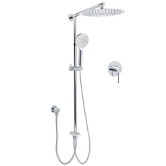 WELS Round 12" Rain Dual Shower Head 3 Modes Handheld Wall Rail Chrome Mixer Valve Set