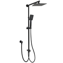 Matt Black 2in1 Set 8" Square Thin Shower Head Handheld Adjustable Silding Rail Arm