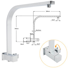 WELS Chrome Square Dual Rain Shower 8" Head 3 Mode Handheld Diverter Wall Arm Mixer Set