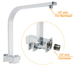WELS Twin Square 10" Rain Shower Head 3 Mode Handheld Diverter Wall Arm Taps Valve