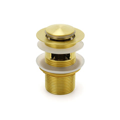 Brushed Gold 32mm Pop Up Push Waste Plug With Overflow Basin Sink Drain Outlet