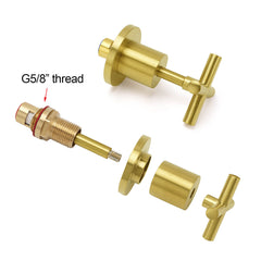 Brushed Gold Shower 1/4 Turn Twin Taps Basin Bath Spout Hot Cold Water Mixer Set