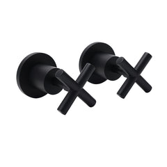 Matt Black 1/4 Turn Twin Taps Hot Cold Water Control Mixer For Bath Spout Shower