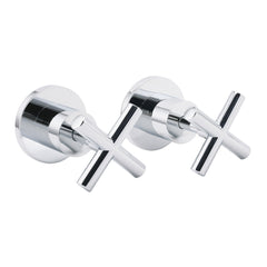 Mirror Chrome 1/4 Turn Twin Taps Hot Cold Water Control Mixer For Bath Spout Set