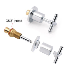 Mirror Chrome 1/4 Turn Twin Taps Hot Cold Water Control Mixer For Bath Spout Set
