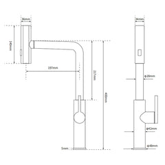 Brushed Nickel 3-Mode Kitchen Mixer Pull Out Down Sink Laundry Faucet Tap WELS