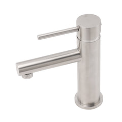 Brushed Nickel Basic Round Bathroom Basin Mixer Laundry Vanity Sink Faucet Tap