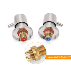 Brushed Nickel Wall Mounted 1/4 Turn Twin Shower Taps Set Hot Cold Water Valve