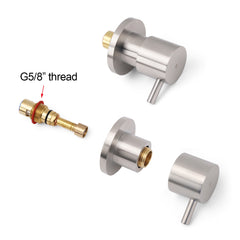 Brushed Nickel Wall Mounted 1/4 Turn Twin Shower Taps Set Hot Cold Water Valve