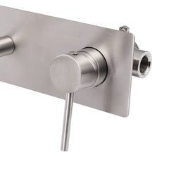 Brushed Nickel Round Wall Mounted Basin Vanity Mixer Bathtub Straight Spout Tap
