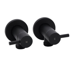 Black Washing Machine 1/4 Turn Twin Taps Laundry Room Hot Cold Water Wall Set