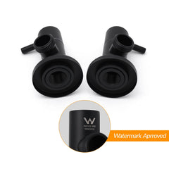 Black Washing Machine 1/4 Turn Twin Taps Laundry Room Hot Cold Water Wall Set