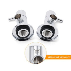 Chrome Round Wall Mounted 1/4 Turn Hot Cold Tap Pair Set For Washing Machine