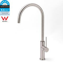 Brushed Nickel 435mm Tall Slim Round Kitchen Laundry Sink Mixer Faucet Tap Spout
