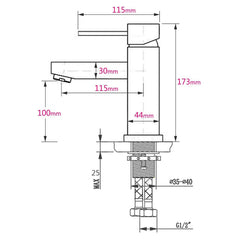 WELS Kitchen Laundry Round Basin Mixer Vanity Sink Faucet Tap Nickel Brushed Set