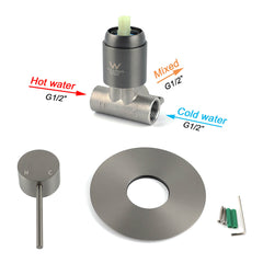 Watermark Gun Metal Grey Round Bathroom Shower Hot Cold Mixer Ceramic Cartridge