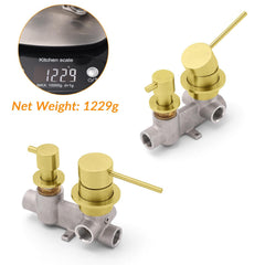 Concealed Round Brushed Gold Wall Shower Mixer 2 Way Diverter Valve For Bathroom