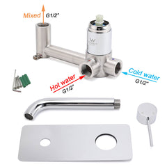 WELS Chrome Round Wall Mounted Basin Vanity Mixer Bath Tub Bubble Faucet Spout