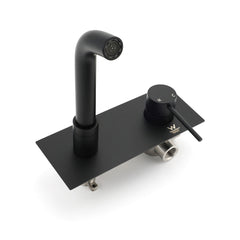 Matt Black Round Basin Mixer Bathtub Wall Mounted Faucet Tap Laundry Spout Set