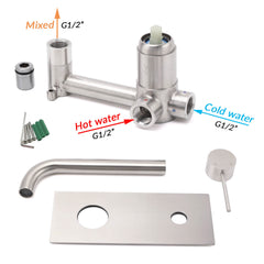 WELS Round Wall Mounted Basin Vanity Mixer Bath Tub Faucet Spout Brushed Nickel