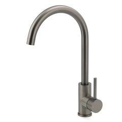 Gun Metal Round Kitchen Mixer Sink Tap 360° Swivel Laundry Basin Faucet Spout Set
