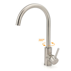 WELS Kitchen Laundry Swivel Sink Mixer Faucet Tap Spout Stainless Steel Brushed