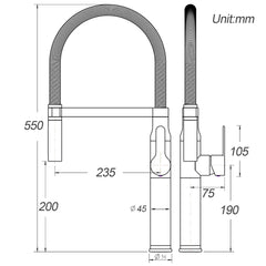 Matt Black Kitchen Sink Basin Mixer 360º Swivel Faucet Tap Pull Out Spout WELS