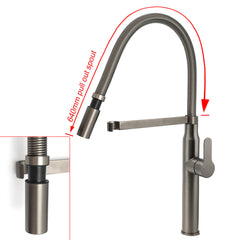 WELS Gun Metal Stainless Steel Pull Out Swivel Kitchen Mixer Sink Tap Spout Faucet