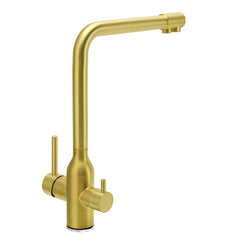 WELS Brushed Gold 3 Ways Kitchen Mixer Tap Swivel Spout Pure Water Sink Faucet Set