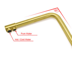 WELS Brushed Gold 3 Ways Kitchen Mixer Tap Swivel Spout Pure Water Sink Faucet Set
