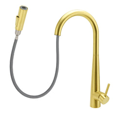 Brushed Gold Pull Out Kitchen Sink Tap Basin Mixer Faucet 2 Mode Spraying Spout