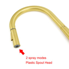 Brushed Gold Pull Out Kitchen Sink Tap Basin Mixer Faucet 2 Mode Spraying Spout