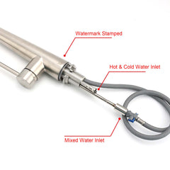 Brushed Nickel Pull Out Kitchen Tap Sink Mixer Faucet Spout 2 Modes Spray Outlet