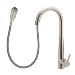 Brushed Nickel Silver Round Pull Out Kitchen Sink Tap Mixer Faucet Spout Outlet