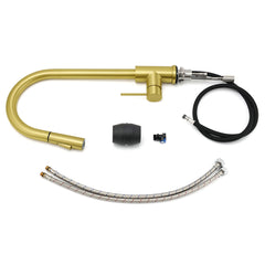 WELS Brushed Gold Pull Out Kitchen Sink Tap Basin Mixer Faucet 2 Modes Spout Set