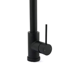 Matt Black Round Pull Out Down Kitchen Sink Tap Laundry Basin Mixer 2 Way Spout