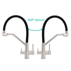 Brushed Nickel 3 Way Pull Down Kitchen Mixer Pure Drinking Water Sink Tap Spout